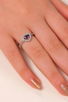 Amethyst Pandora Silver Heart Ring