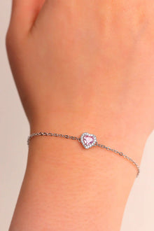 Pink Pandora Silver Bracelet with Heart