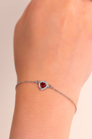 Red Pandora Silver Bracelet with Heart