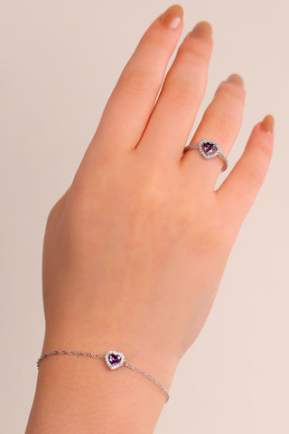 Purple Heart Bracelet & Ring Set