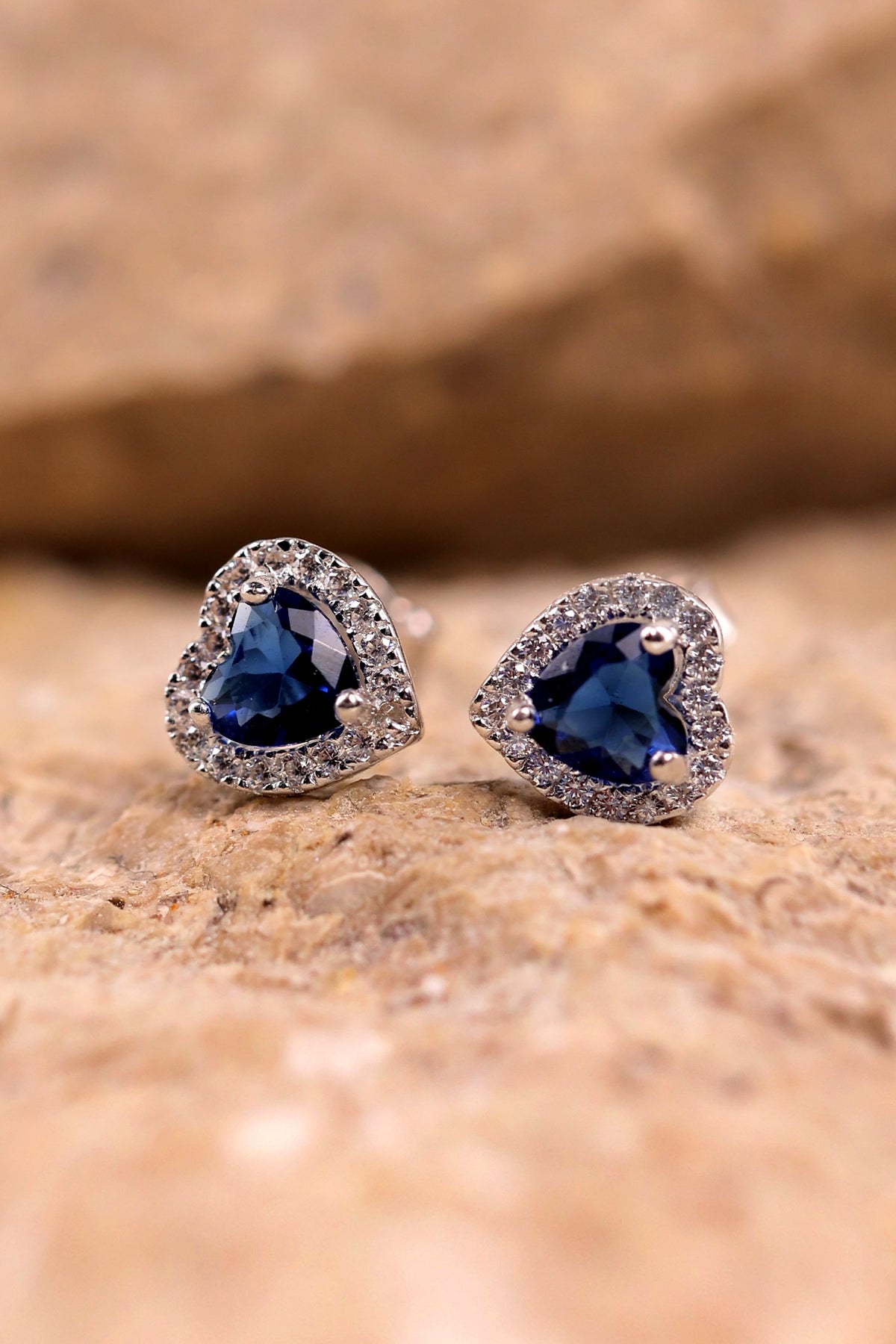 Blue Topaz Heart Silver Earrings