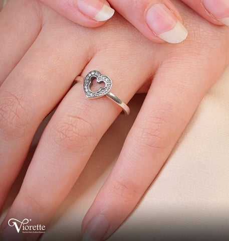 Mickey Heart Silver Ring