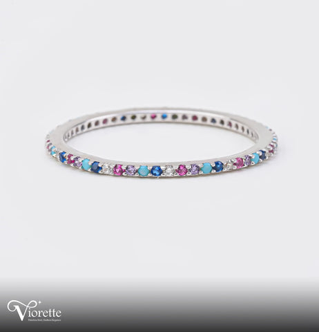 Multi colored Eternity Spark Ring