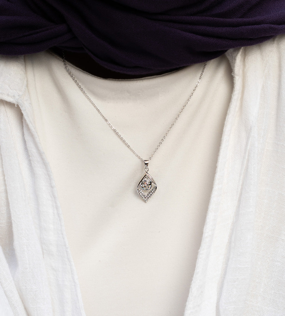 Silver Sculpted Drop Necklace