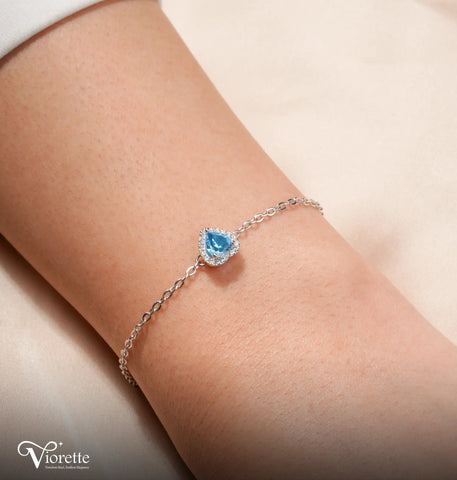 Sky Blue Pandora Silver Bracelet with Heart