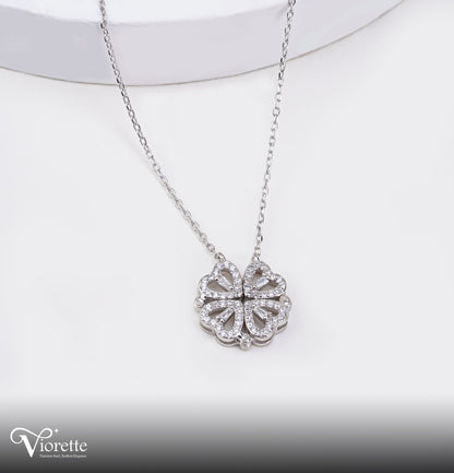 Viorette Radiant Bloom necklace in 925 sterling silver with a floral crystal pendant