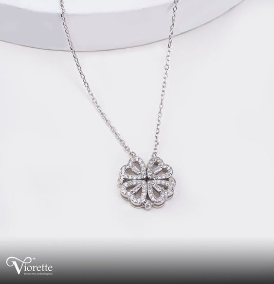Viorette Radiant Bloom necklace in 925 sterling silver with a floral crystal pendant