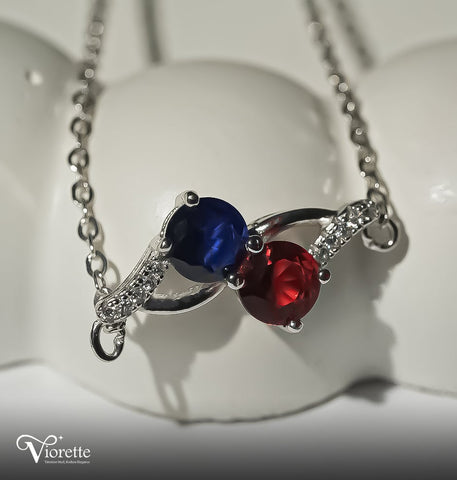 Red and blue Crystal silver Necklace
