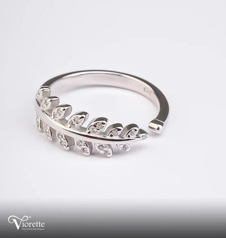 Silver Leaf Band Ring