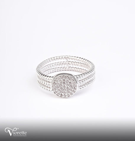 Silver Pavé Circle Rope Ring