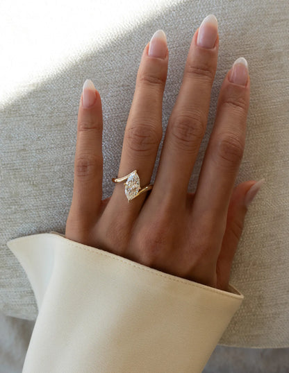 Gold-Plated Vertical Marquise Ring