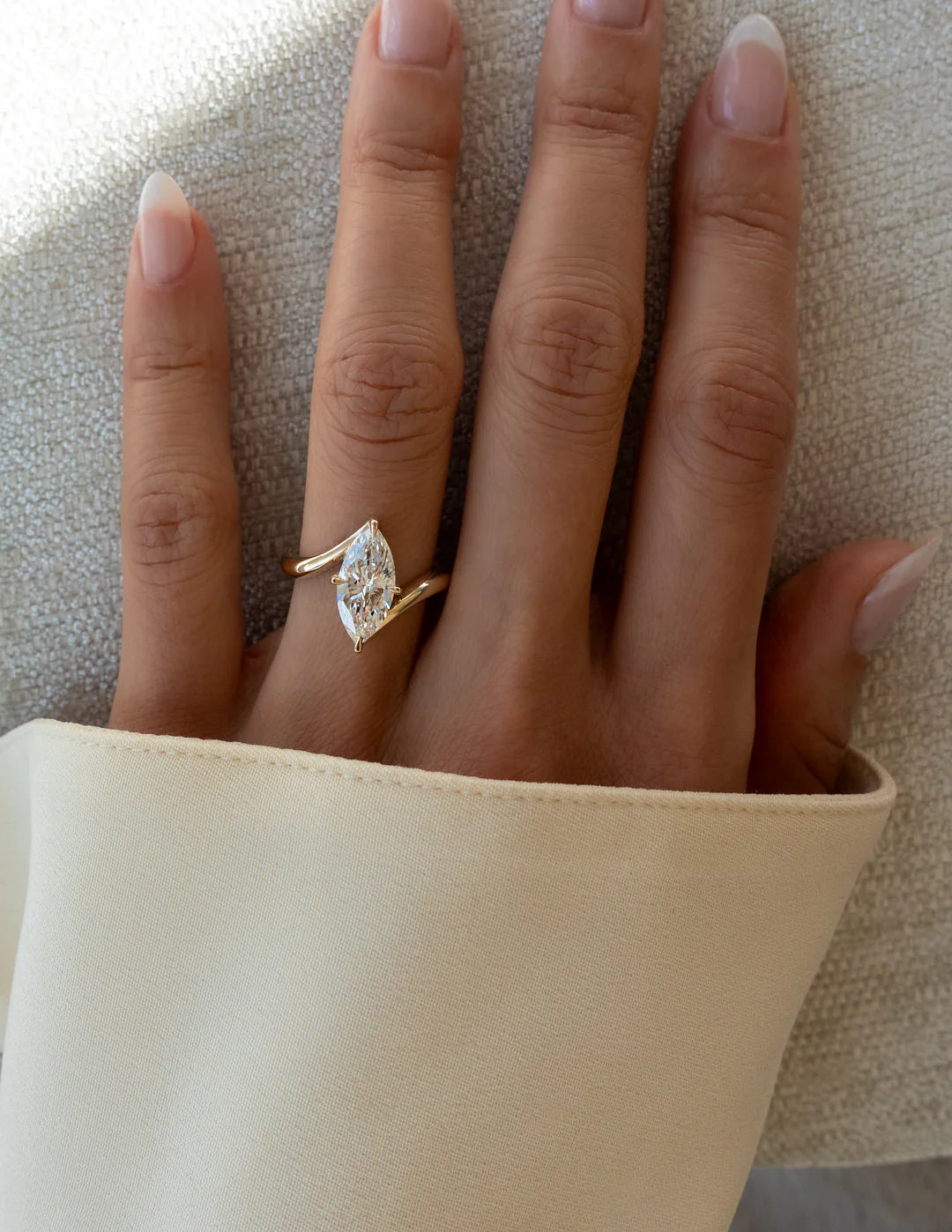 Gold-Plated Vertical Marquise Ring