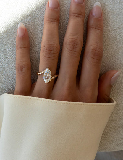 Gold-Plated Vertical Marquise Ring