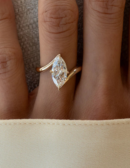 Gold-Plated Vertical Marquise Ring