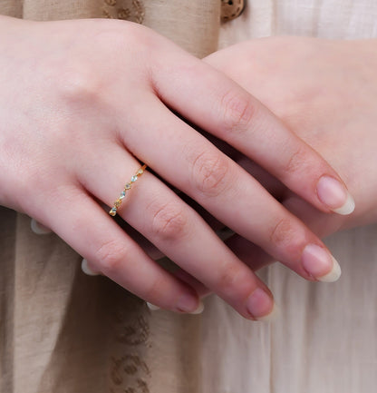 Viorette ring in gold-plated 925 sterling silver with aqua-blue zircon stones