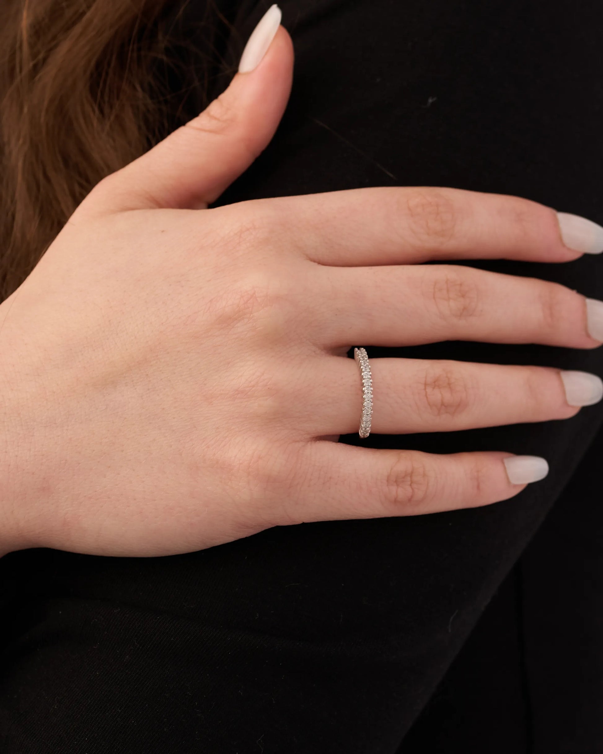 Viorette eternity ring in 925 sterling silver with a continuous line of crystals