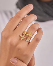 Viorette butterfly ring in gold-plated 925 sterling silver with a butterfly design