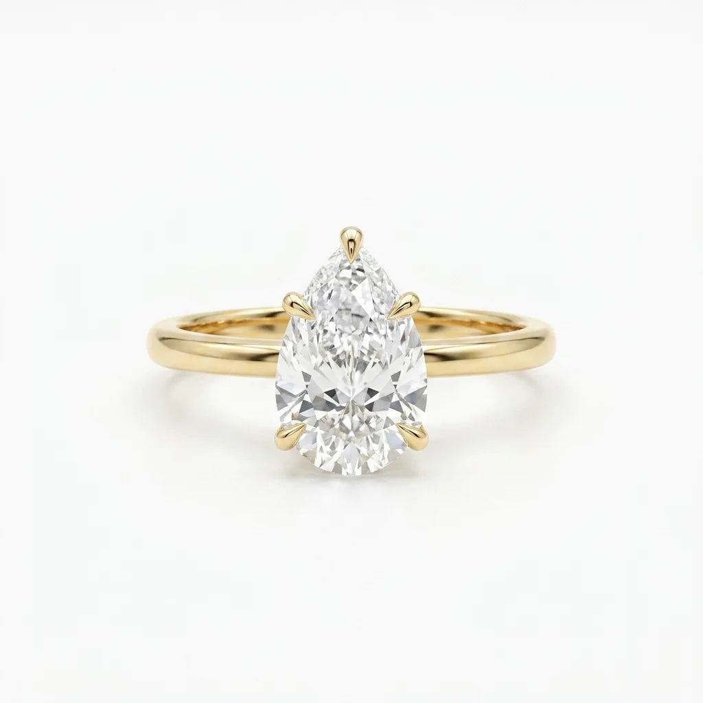 Gold-Plated Pear Cut Teardrop Ring