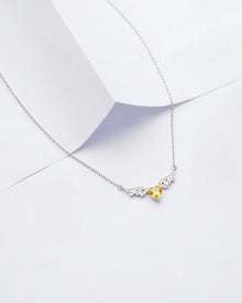 Viorette winged-heart necklace in 925 sterling silver with a yellow citrine-colored stone
