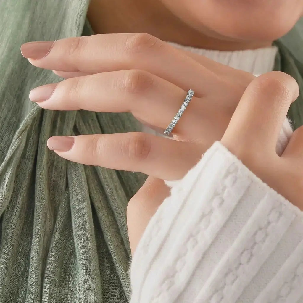 Viorette eternity ring in 925 sterling silver with a continuous line of crystals