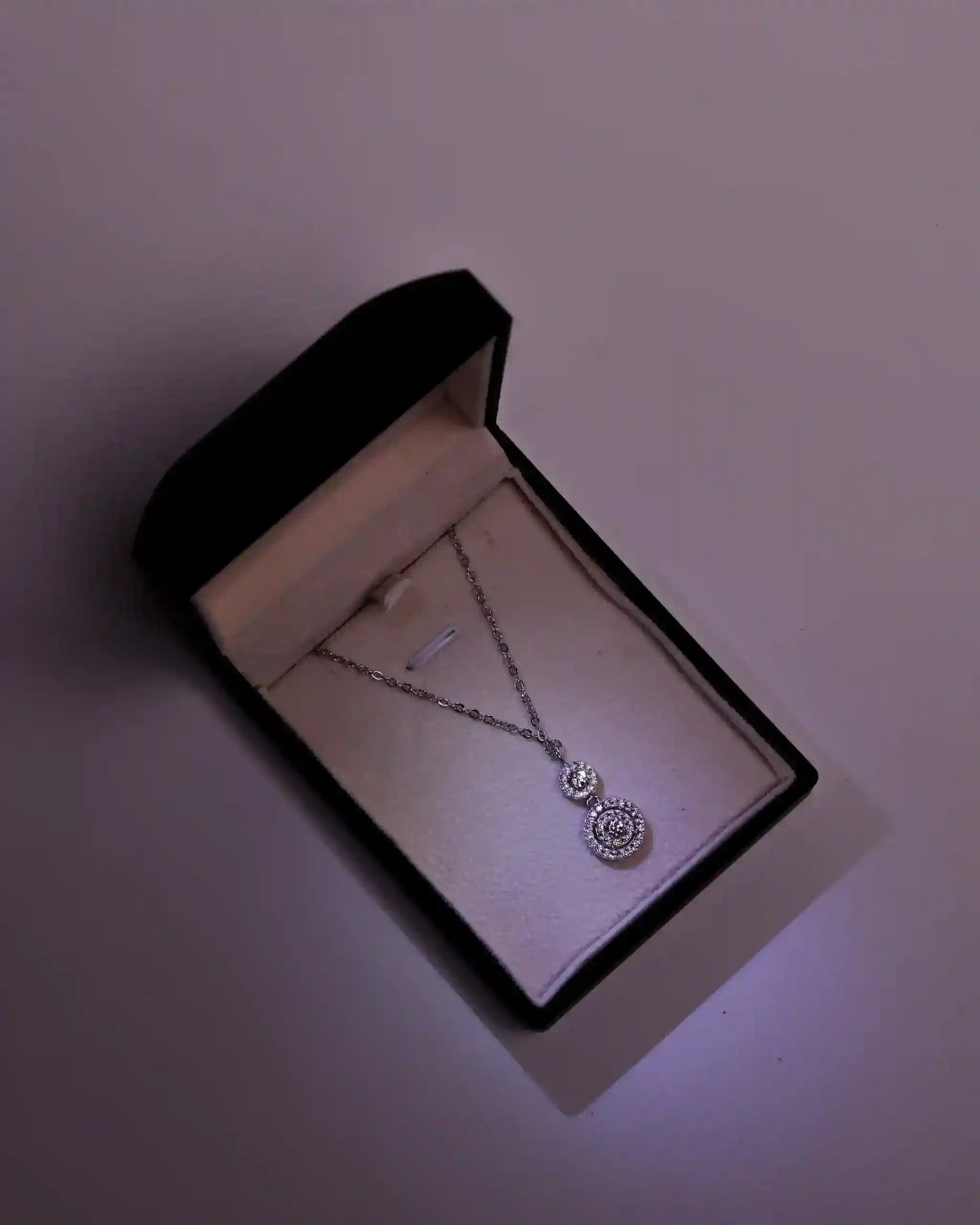 Viorette branded jewelry gift box, shown empty, for packaging and gifting