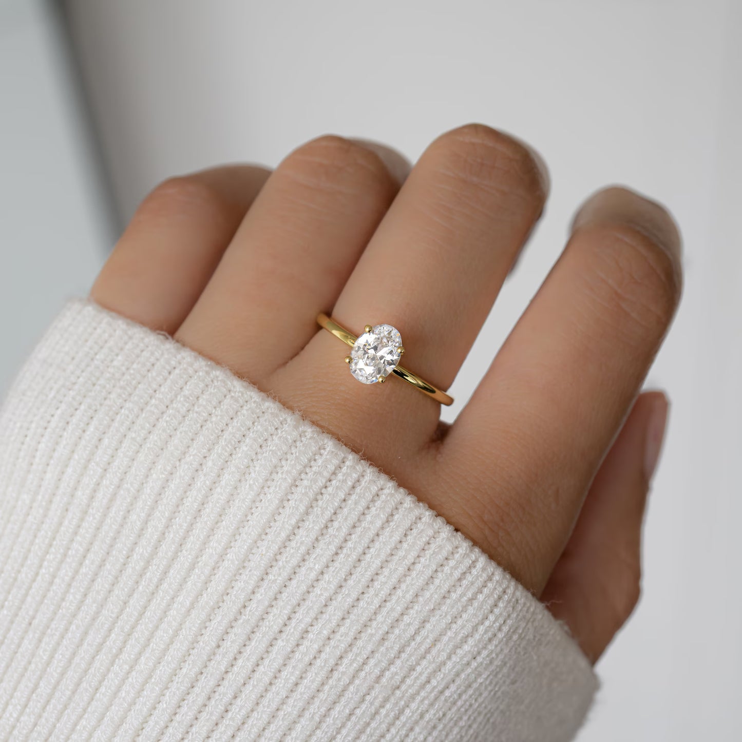 Gold Plated Oval Solitaire Ring