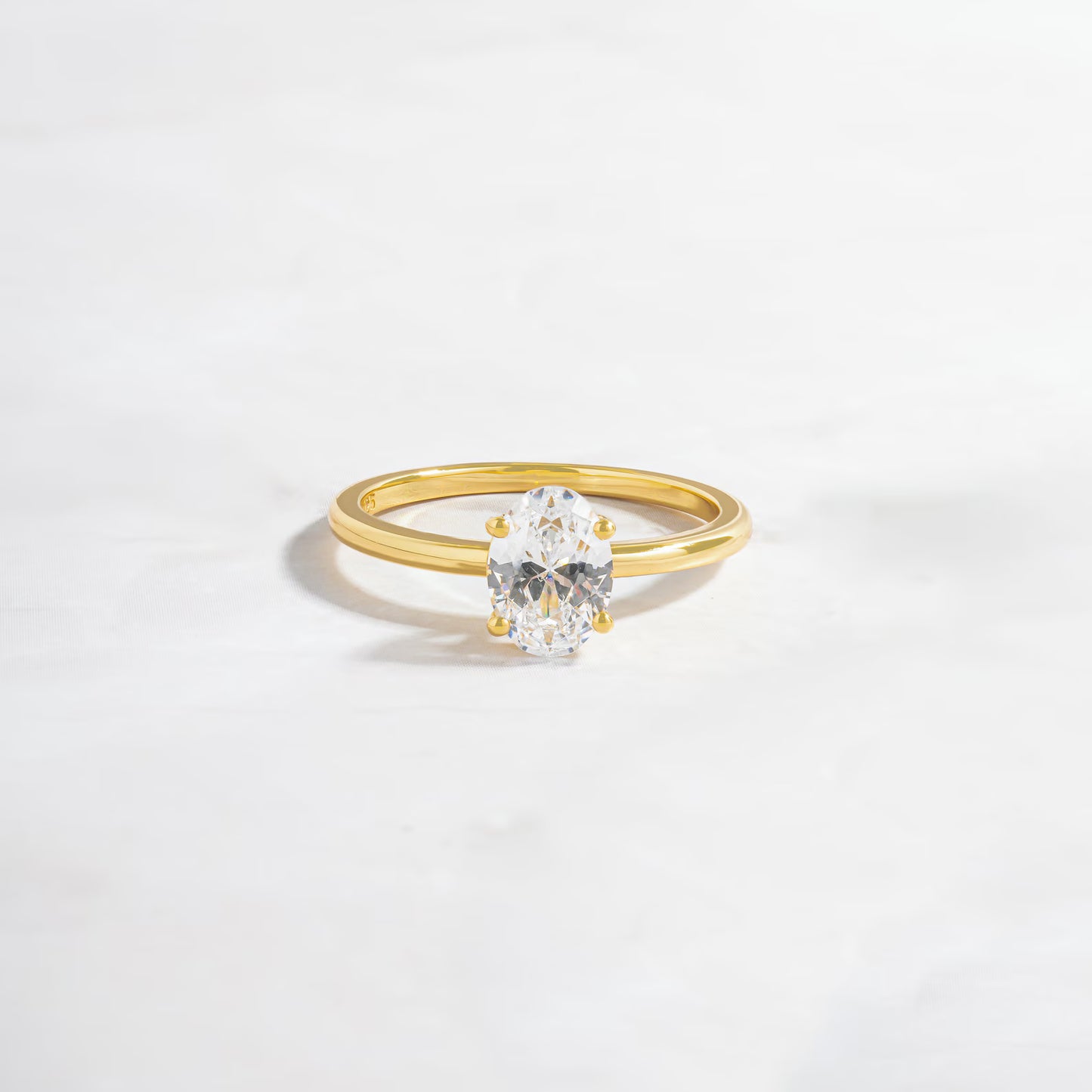 Gold Plated Oval Solitaire Ring
