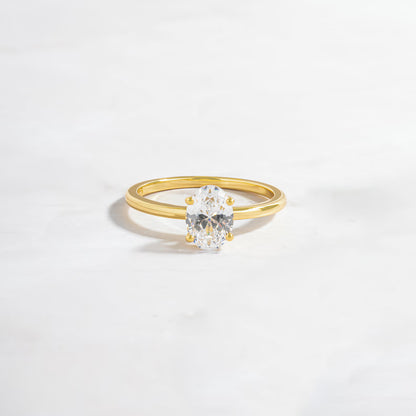 Gold Plated Oval Solitaire Ring