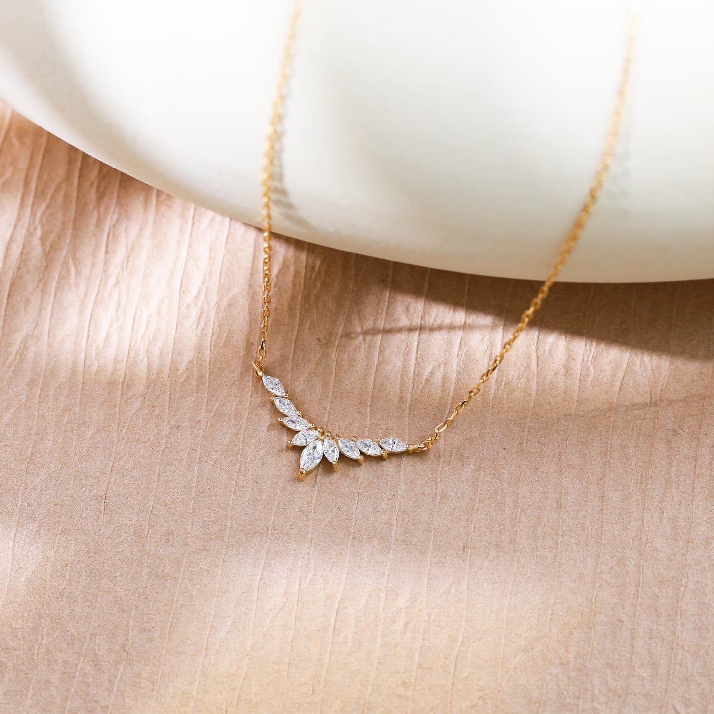Dainty Gold Plated Marquise Necklace