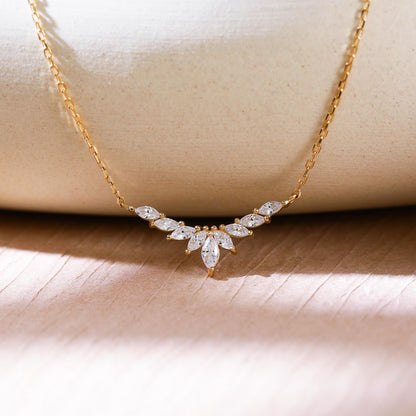 Dainty Gold Plated Marquise Necklace