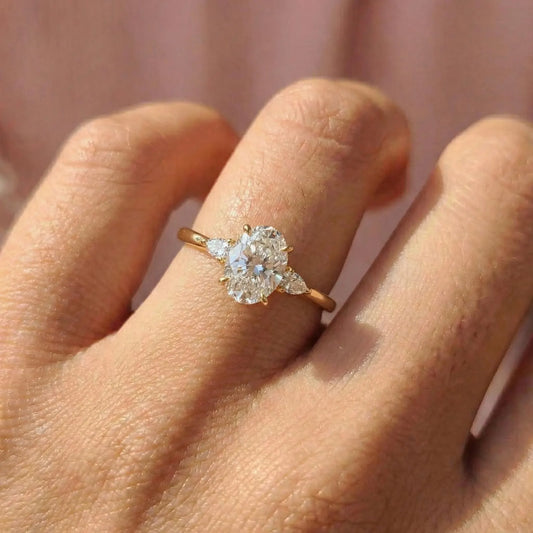 Gold-Plated Oval Three-Stone Ring
