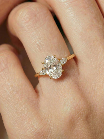 Gold-Plated Oval Three-Stone Ring