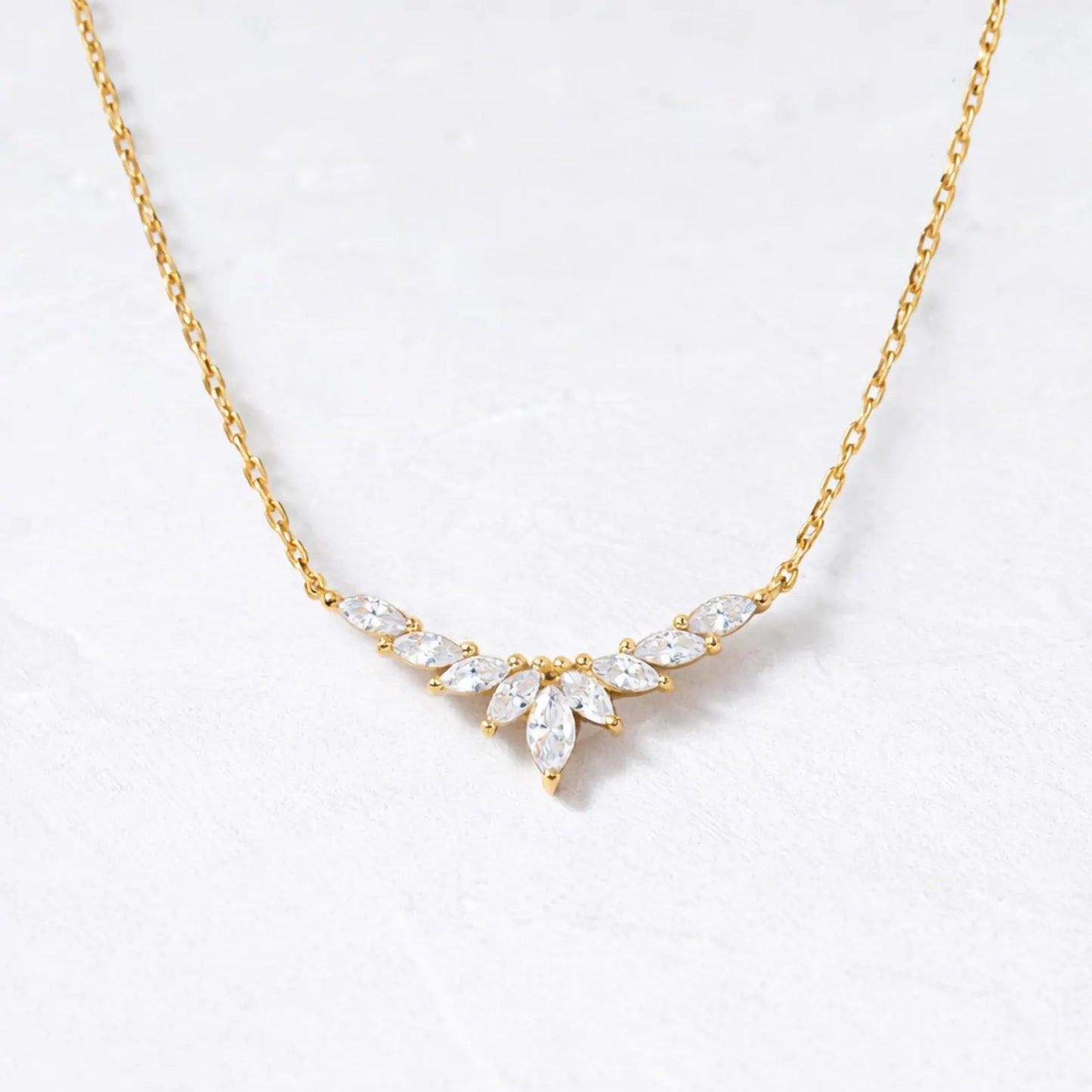 Dainty Gold Plated Marquise Necklace