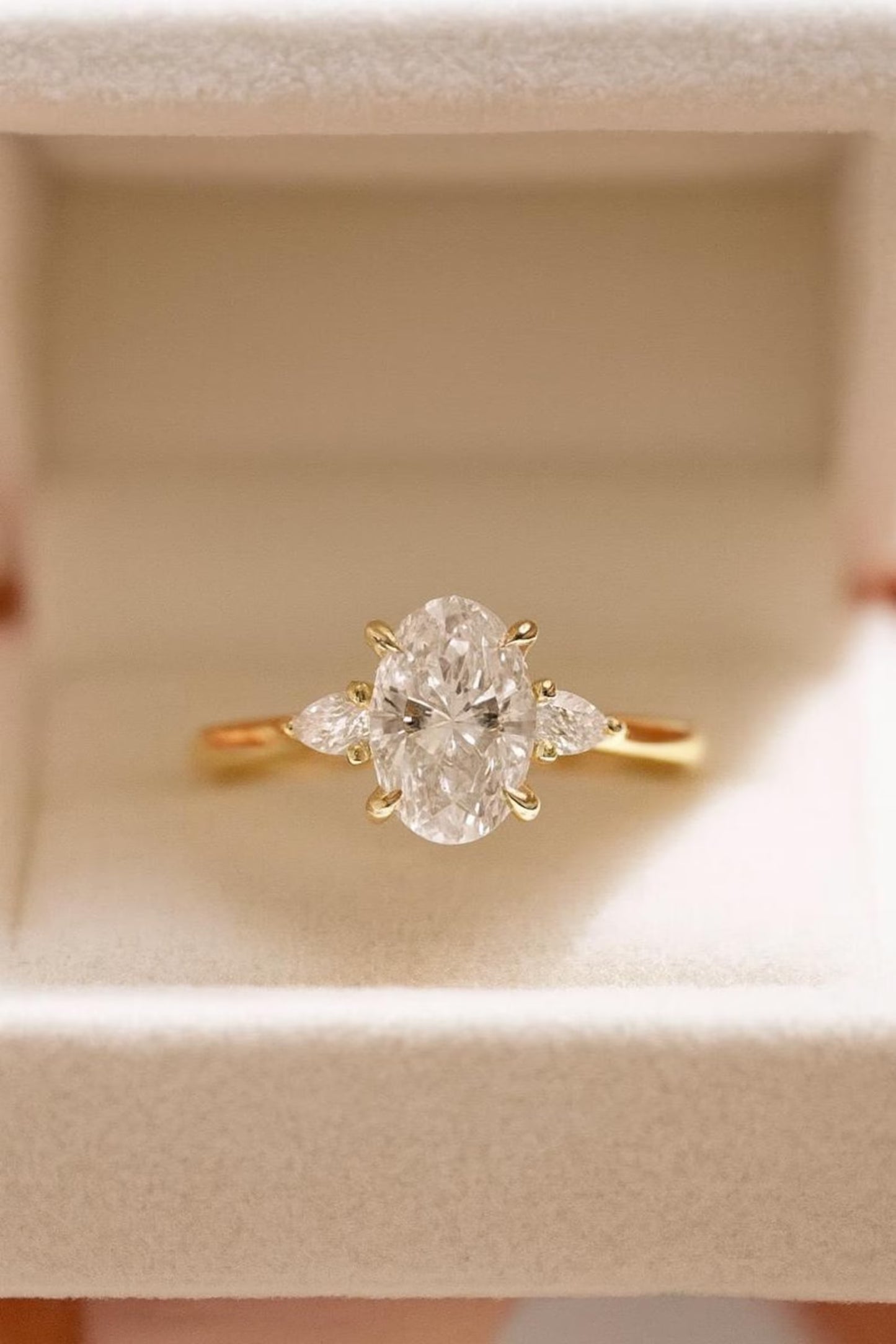 Gold-Plated Oval Three-Stone Ring