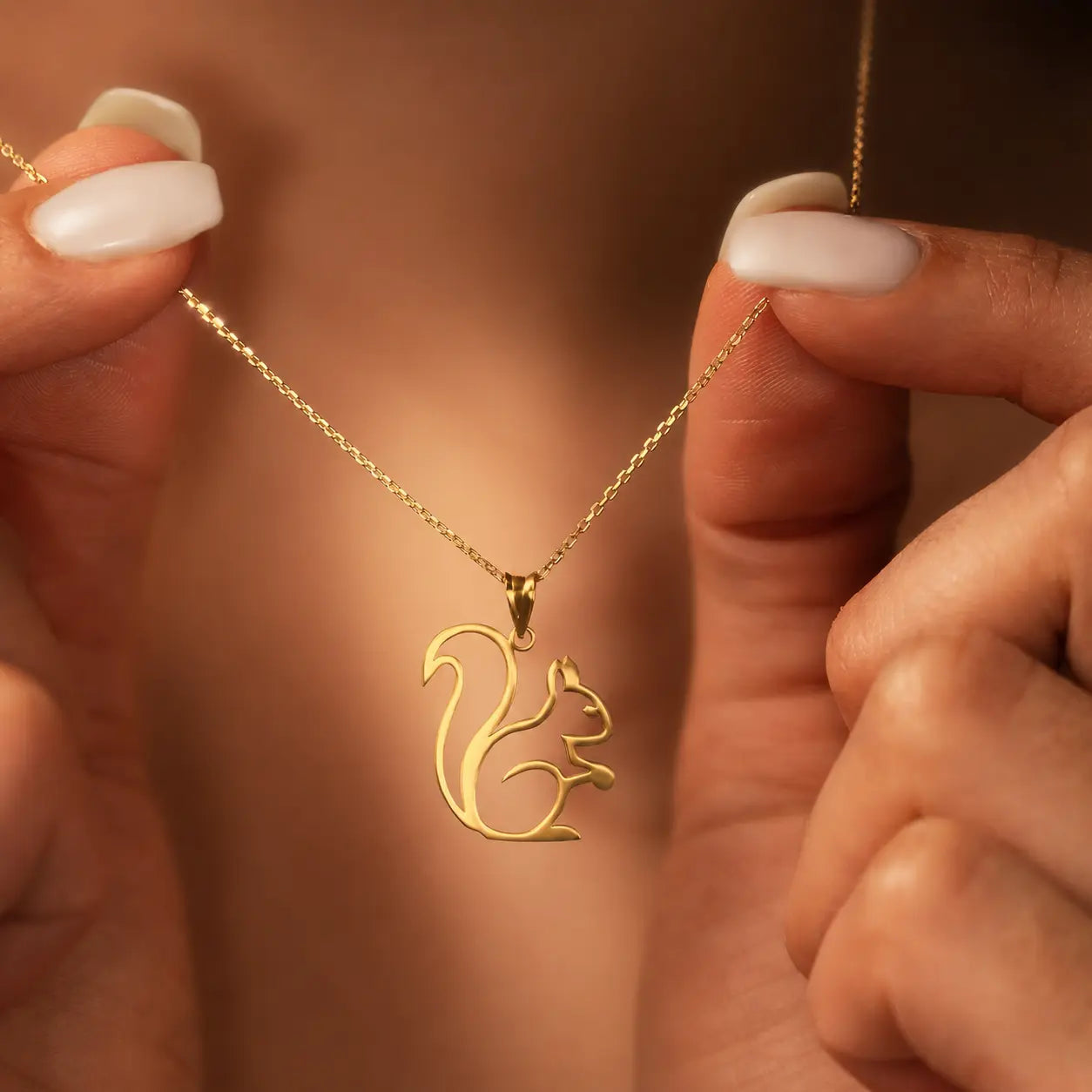Gold Plated Squirrel Charm Necklace
