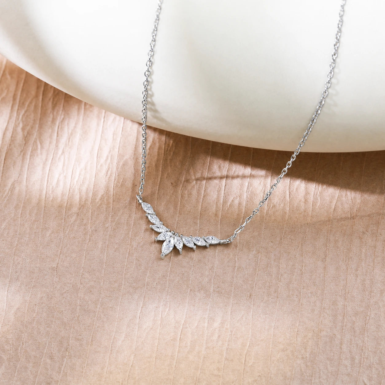 Dainty Silver Marquise Necklace