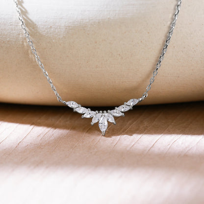 Dainty Silver Marquise Necklace