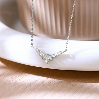 Dainty Silver Marquise Necklace