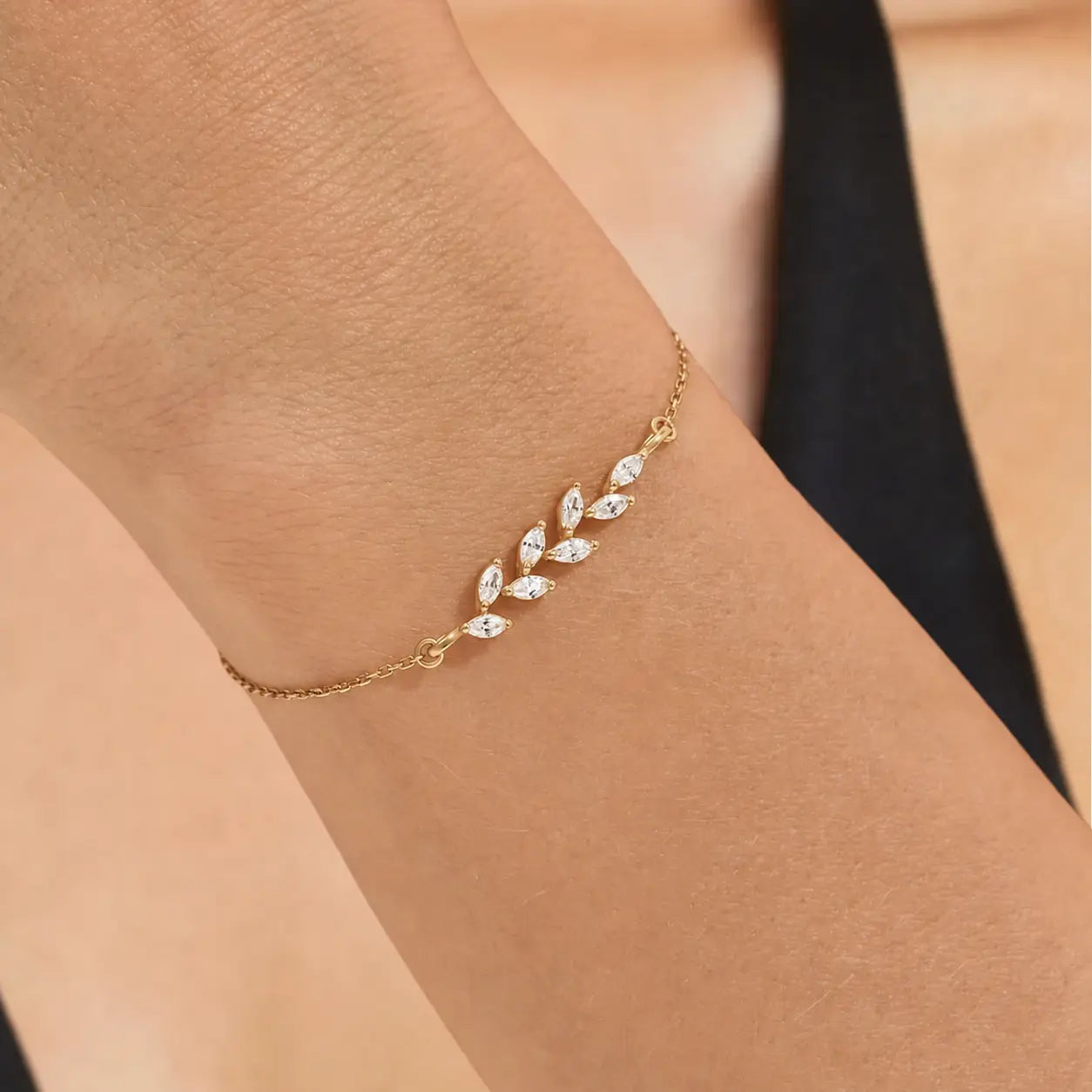Dainty Gold Plated Marquise Bracelet