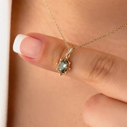 Rose Gold Plated Emerald Starburst Necklace