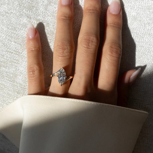 Gold-Plated Vertical Marquise Ring
