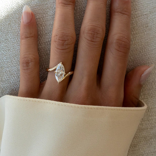 Gold-Plated Vertical Marquise Ring