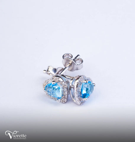 Sky Blue Topaz Heart Silver Earrings