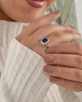 Royal Blue Éclat Silver Ring - Free Size