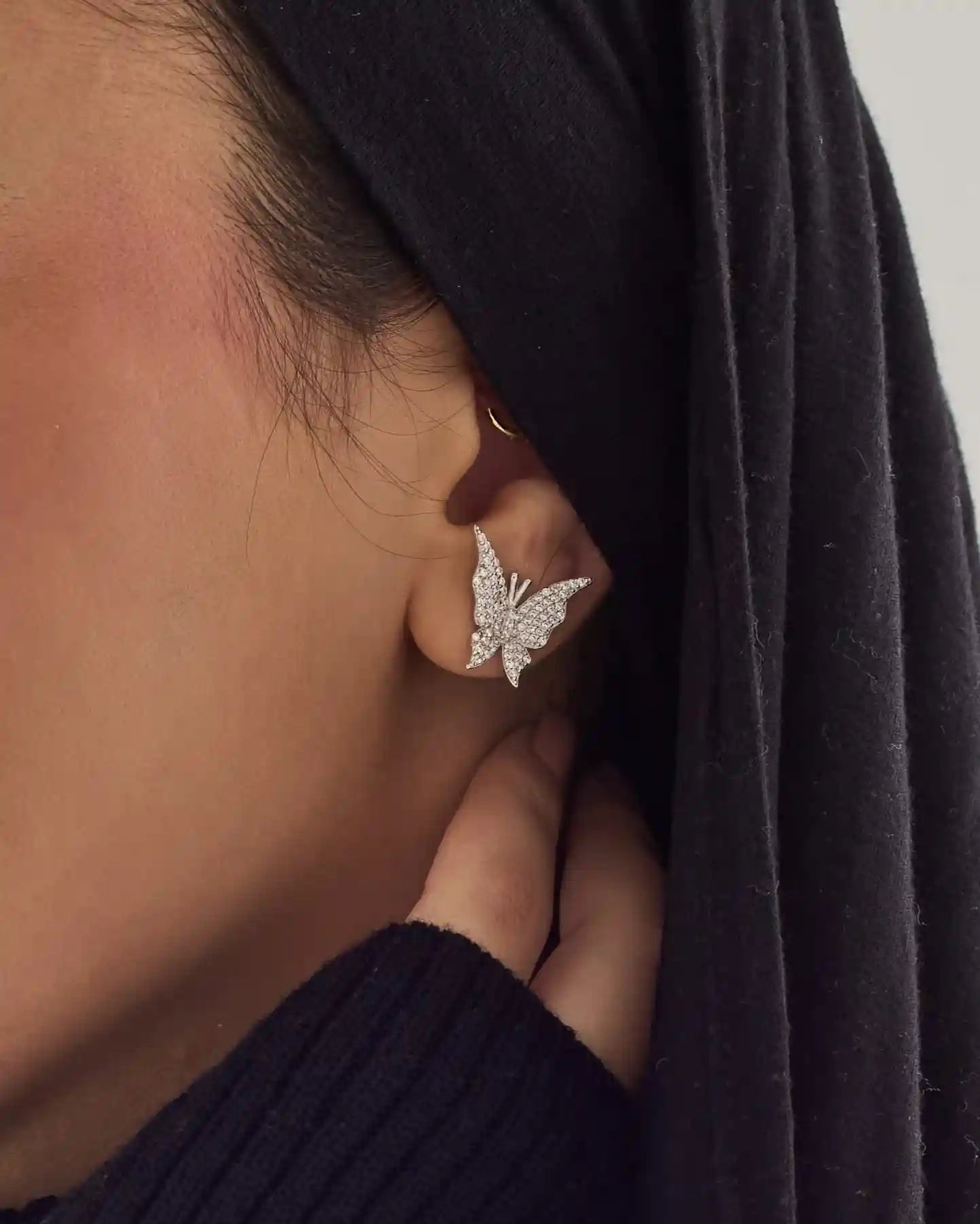 Silver Butterfly Stud Earrings