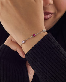Viorette Trinity bracelet in 925 sterling silver with baguette-cut crystals