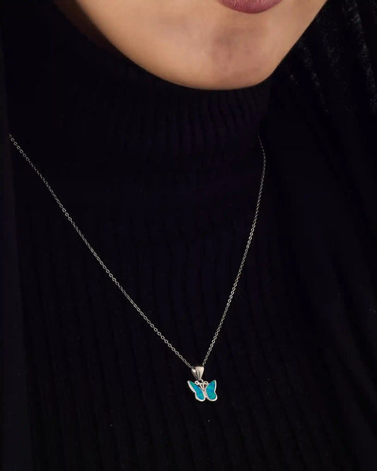 Ocean Butterfly Silver Necklace