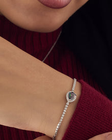 Viorette drop tennis bracelet in 925 sterling silver with mystic topaz-colored teardrop crystals