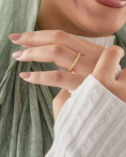 Gold Eternity Silver Ring