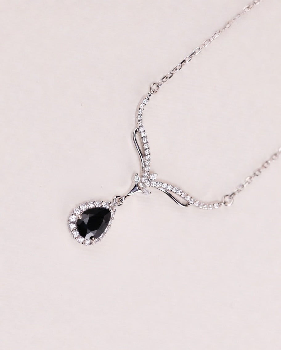 Black Zircon Radiance Teardrop Necklace